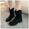 Botines de tacón bajo apilados apilados para mujer 2026 nuevo otoño Maillard Botas vaqueras occidentales botines cortos media pantorrilla Botas Martin