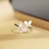 Anillo Abierto de Mariposa Incrustado con Diamantes de Zirconia Estilo Francés, Anillo de Moda Estilo Nicho, Joyería Retro de Lujo Ligero de Alta Gama para Mujer