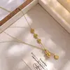 Nuevo Collar de Cobre con Borla de la Fortuna Calada Estilo Chino, Cadena para Clavícula, Cadena para Suéter, Joyería de Lujo Ligero de Alta Gama para Mujer