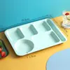 Prato de Jantar Retangular de Plástico Seis Compartimentos Prato para Fast Food Cantina Escolar Prato de Jantar Dividido Prato de Almoço Prato Separado para Buffet
