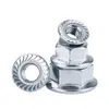 Tuerca de Brida Galvanizada Grado 4 Estándar Nacional, Hexagonal con Arandela Integrada, Tapa de Tornillo Antideslizante, Tuerca Antiaflojamiento con Borde Dentado M3M4M6M8