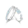Anillos de Pareja de Plata de Ley S925 con Trébol de Cuatro Hojas Luminoso al por Mayor Estilo Nuevo Lujo Ligero Anillos de Esmalte de Gama Alta Joyería para Hombres y Mujeres