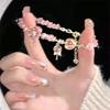 Pulseira de Lã Tecida à Mão Urso Sândalo Dopamina Feminina Doce Menina Coração Design Infantil Fofo Joia da Moda