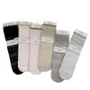 Calcetines Plisados Estilo Delgado Youjiaxiu para Mujer, Primavera y Verano Calados Bloques de Color Borde de Volantes Estilo Ins Calcetines Plisados de Seda de Mora para Mujer