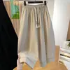 Ropa Nueva para Mujer Verano 2026 Pantalones de Pierna Curva con Cintura Elástica y Cordón Estilo Europeo Moda Sueltos de Cintura Alta Versátiles Pantalones Casuales