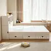 Estantería de color madera cama tatami integrada apartamento pequeño minimalista moderno caja de almacenamiento con cajones multifuncional cama doble