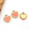 Colgante de Acero Inoxidable Esmaltado Colorido Tridimensional Mini Forma de Corazón Unilateral Accesorios de Joyería con Forma de Corazón para Collar DIY