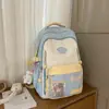 Mochila Fresca Estilo Japonés para Estudiante de Secundaria Gran Capacidad Mochila de Bloques de Color Dulces Mochila Multiusos de Viaje y para el Trabajo para Mujeres