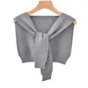 Chal de Color Sólido Estilo Coreano para Primavera y Verano para Mujer, Ropa Exterior con Protección Solar, Cuello Falso de Punto para Aire Acondicionado, Chal Pequeño para Hombros, Estilo Delgado Versátil