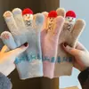 Luvas de Tricô de Inverno Fofas de Boneco de Neve para Mulheres com Tela Sensível ao Toque Espessadas Quentes para Ciclismo Cinco Dedos à Prova de Vento e Frio