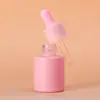 Em estoque 30ml cor macaron conta-gotas embalagem secundária cilíndrica ombro plano frasco de vidro 20ml injeção cabeça de silicone frasco redondo reto
