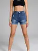 Shorts Jeans Feminino Novo de Barra Dobrada com Rasgos, Corte Reto Slim-Fit, Fornecimento Transfronteiriço Europeu e Americano