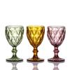 Copo de vidro colorido primário retrô estilo europeu copo de suco produtos de vidro em relevo taça de vinho tinto