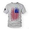 2023 comercio exterior transfronterizo camiseta patriótica de verano para hombre con impresión 3D camiseta bandera americana Zhu manga corta una pieza para mapa