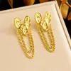 Pendientes Accesorios de Acero Inoxidable Chapado en Oro con Incrustaciones de Diamantes, Sol, Corazón, Lazo, Crisantemo, Cadena Nueva de Estilo Transfronterizo Europeo y Americano
