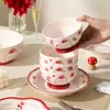 Nuevo Juego de Vajilla Cerámica Bajo Esmalte Tazón Plato Plato de Cerámica de Alto Valor Tazón Doméstico para Arroz Plato con Diseño Floral Romántico