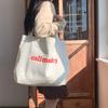Ins Blogger Bolsa de Lona Shopping Nueva Estampada Color Sólido Moda Simple Gran Capacidad Bolso de Hombro para Mujer