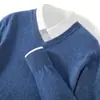 Tejido de Cachemir para Hombre Cuello en V Tejido Casual de Negocios de Manga Larga Prenda Base de Tejido con Nuevas Prendas Superiores de Otoño e Invierno