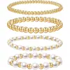 Pulsera Europea y Americana Transfronteriza Nuevo Set de Pulseras Apilables con Perlas Doradas Ccb Perla Blanca Mixta Joyería para Hombres y Mujeres