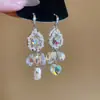 Pendientes de Borla de Perla de Cristal Aguja de Plata Lujo Ligero de Gama Alta Moda Tachuelas Temperamento Versátil Estilo Nicho Adornos para Orejas