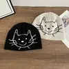 Chapéu de Lã Jacquard Gatinho Fofo Estilo Coreano para Mulheres no Outono e Inverno Chapéu Quente Baotou Mostrando o Rosto Proteção Pequena para Orelhas Chapéu de Tricô Chapéu Frio