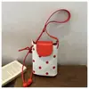 Bolsa de Lona de Lunares 2026 para Teléfono Móvil para Mujer, Solapa de Cuero, Cierre de Cordón con Lazo, Mini Bolso Cruzado con Perlas