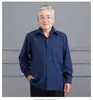 Agente mayorista camisa de color liso para hombres de mediana edad y mayores camisa con solapa de manga larga para papá talla grande camisa de verano de poliéster y algodón