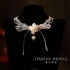 Gargantilla de Encaje con Lazo Floral Retro Francés Cadena para Clavícula Estilo Dulce Accesorios para Vestido de Novia