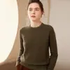 Suéter de Cachemira para Mujer Cuello Redondo Suéter Engrosado 2026 Nuevo Estilo Otoño e Invierno Cachemira Ajustado Top de Punto Básico