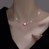 Collar Plateado Geométrico Roto con Perlas para Mujer Diseño de Nicho Cadena de Collar de Alta Calidad Sin Decoloración Lujo Ligero Moda Cadena para Clavícula