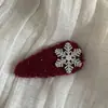 Horquilla Roja de Año Nuevo Lateral Otoño e Invierno Copo de Nieve Pinza para el Pelo Pinza Elegante Versátil para Flequillo Pinza de Pelo Exquisita de Gama Alta Tocado
