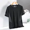 Camiseta Masculina de Manga Curta de Seda de Gelo, Verão Fina de Secagem Rápida com Malha Esportiva Respirável e Sensação Fresca