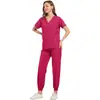 Uniformes médicos personalizados con etiquetas de tela, uniformes de enfermería posparto de poliéster con cuello en V, ropa médica, disponibles para pedidos al por mayor a partir de una pieza, en stock para entrega directa