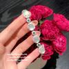 Pulsera de Gema Calcedonia Congelada de Lichi Luz de Luna Blanca Hidro Hidro Calcedonia Blanca Ágata Anillo de Flor Nuevo Estilo Chino