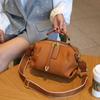 Bolso Boston de Cuero Genuino de Moda Retro 2023, Capa Superior de Piel de Vaca, Bolso Almohada, Bolso de Mano, Bolso Bandolera, Bolso Versátil para Mujer