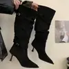 Chuyuji 2026 Nuevas Botas de Tacón Alto Estilo Francés para Mujer Otoño/Invierno, Botas de Caña Alta de Invierno para Combinar con Abrigos, Meila