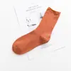 Meias Femininas de Algodão Fonzi, Meias de Cano Médio para Primavera e Outono, Meias Femininas Grossas de Cor Sólida para Outono e Inverno, Meias Versáteis de Algodão Puro Absorventes de Suor