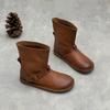 2025 Nuevos Zapatos Originales Hechos a Mano de Cuero Genuino para Mujer Botas Elegantes de Punta Redonda con Hebilla de Correa Corta en la Parte Inferior Botas de Piel de Vaca Suave