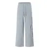 27573 High Street Estilo Americano Unissex Lavado Desgastado Estampa Design Masculino Solto Reto Street Casual Calça de Moletom