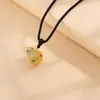 Novo Estilo Chinês Antigo Dourado Incrustado Oco Cabaza da Sorte Pingente de Pedra Feminino Moda Versátil Colar Pronto