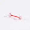 Plástico suave barra lengua clavo brillo bola anillo de lengua acrílico flexible anillo de pecho decoración de lengua clavo de pecho joyería de piercing corporal