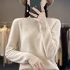 Novo suéter liso de gola redonda para mulheres 2026, outono/inverno, top de tricô estilo Andy, camada base justa, elegante