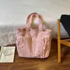 Bolsa de Ombro Única Macia e Pegajosa Coração Doce Menina Laço Cura Estilo Coreano Vento Ins Tons de Rosa Bolsa Tote Xadrez Suave