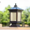 Luminária de Pilar de Vidro para Pátio Exterior Retrô Chinesa, Luminária Solar à Prova d'Água para Pilar de Porta Externa, Luminária de Portão para Comunidade de Vilas