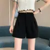 Shorts de Terno Feminino Outono 2026 Novo Cintura Alta Modelador Estilo Coreano Linha A Perna Larga Preto Tamanho Plus Capris