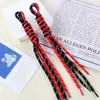 Bolsa de cuerda de nailon bicolor estilo miu cordón de doble hebra muñeca tejida a mano con cuerda colgante DIY decoración de bolsa colorida