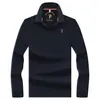 Camisa polo de manga larga de lujo ligero para hombre, hecha de algodón mercerizado, color liso, con un pequeño bordado de caballo en el cuello, adecuada para el uso diario y para ir al trabajo en primavera y otoño
