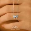 Collar con colgante de aguamarina natural, lazo, plata esterlina s925, topacio, cadena para clavícula, collar de lujo ligero de alta gama