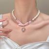 Collar de perlas estilo francés vintage para mujer, cadena de clavícula de lujo, estilo nicho, de alta gama, joyería de verano.