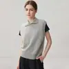 Elegante colete de cashmere com botões na lapela, novo modelo outono e inverno 2026, colete feminino sem mangas de caimento solto que afina a silhueta